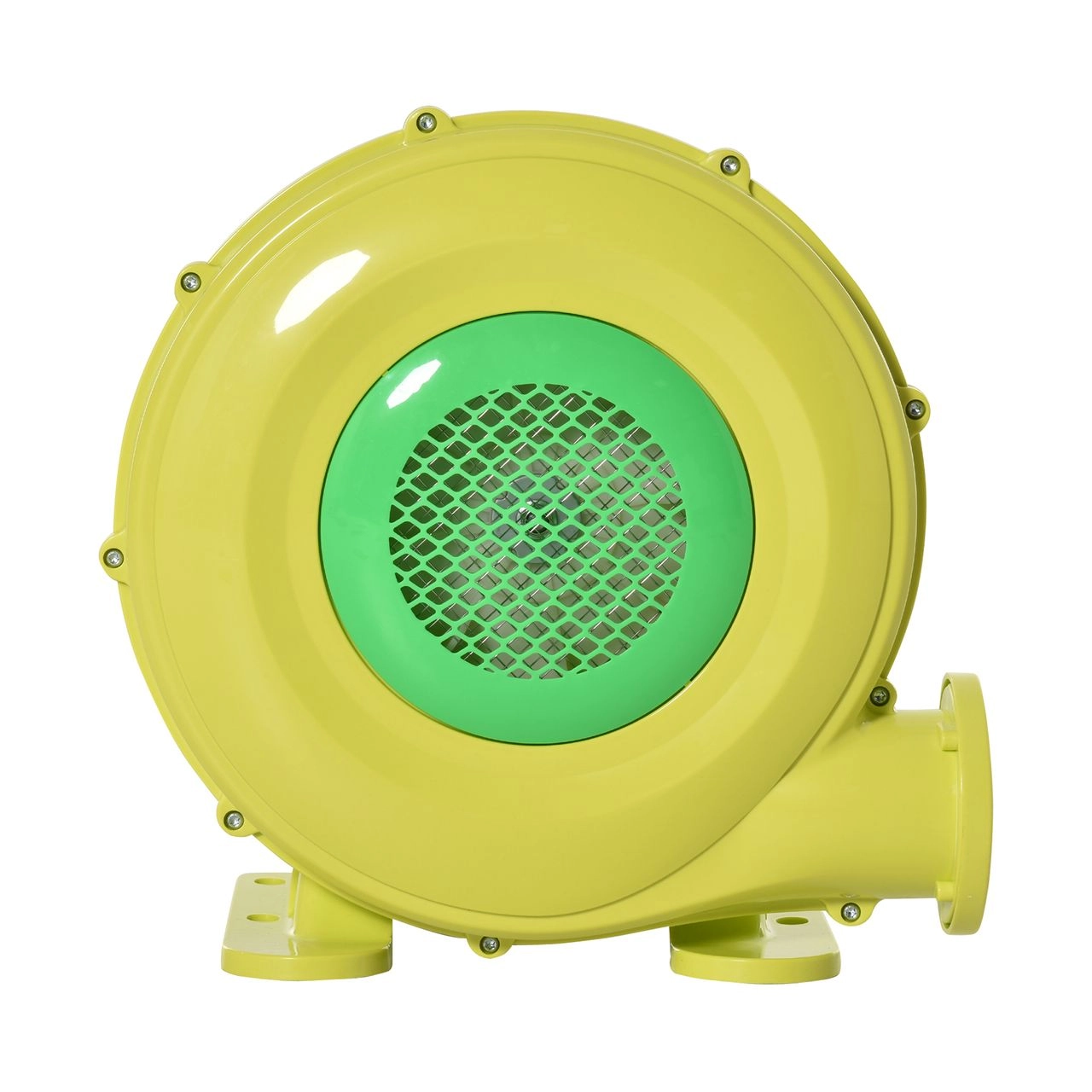 450W elektrische Luftpumpe Hüpfburg Gebläsepumpe Ventilator mit Griff Dauergebläse leichtgewichtig tragbar für aufblasbare Spielzeuge ABS Gelb+Grün 35 x 26 x 33,5 cm