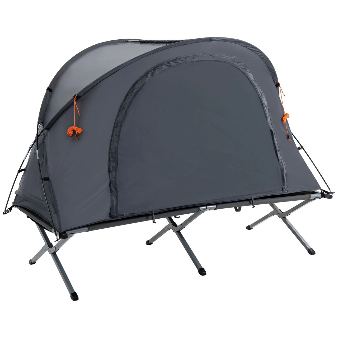 Campingbett mit Zelt erhöhtes Feldbett für 1 Person Kuppelzelt mit Luftmatratze inkl. Tragetasche Grau 200 x 86 x 147 cm