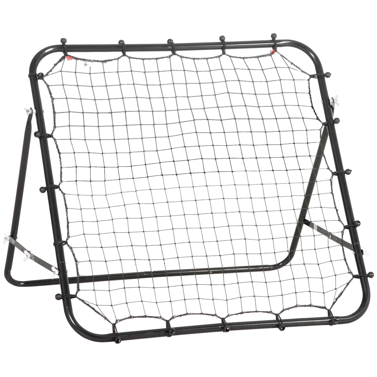 Fußball Rebounder Kickback Tor Rückprallwand Netz für Baseball Fußball Fußballtor für Training Verstellbarer Winkel Metallrohr PE Gewebe 96 x 80 x 96 cm Schwarz