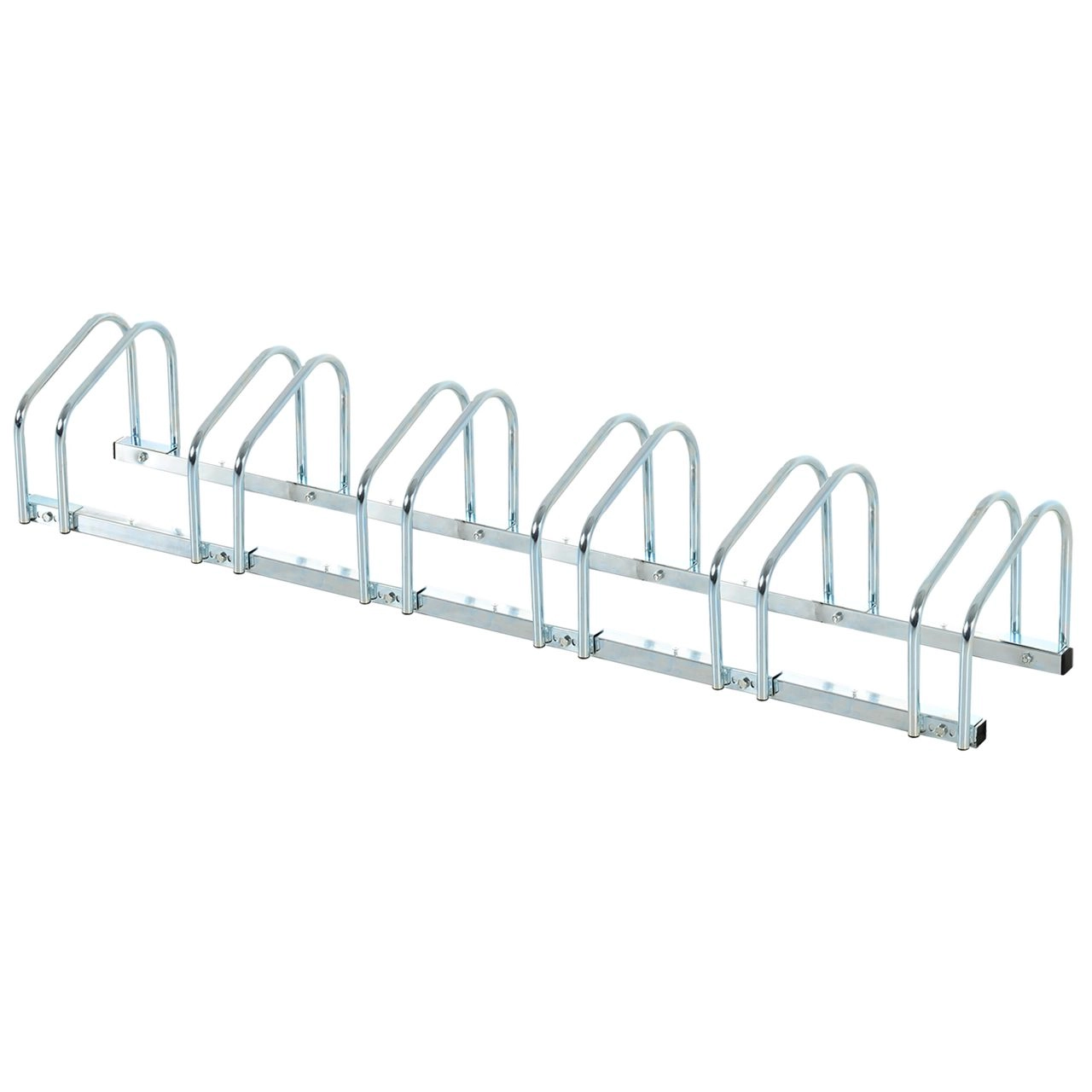 Fahrradständer Radständer Mehrfachständer Aufstellständer Fahrrad Ständer wetterfest langlebig Boden- und Wandmontage Stahl bis 6 Fahrräder Silber 179 x 33 x 27 cm