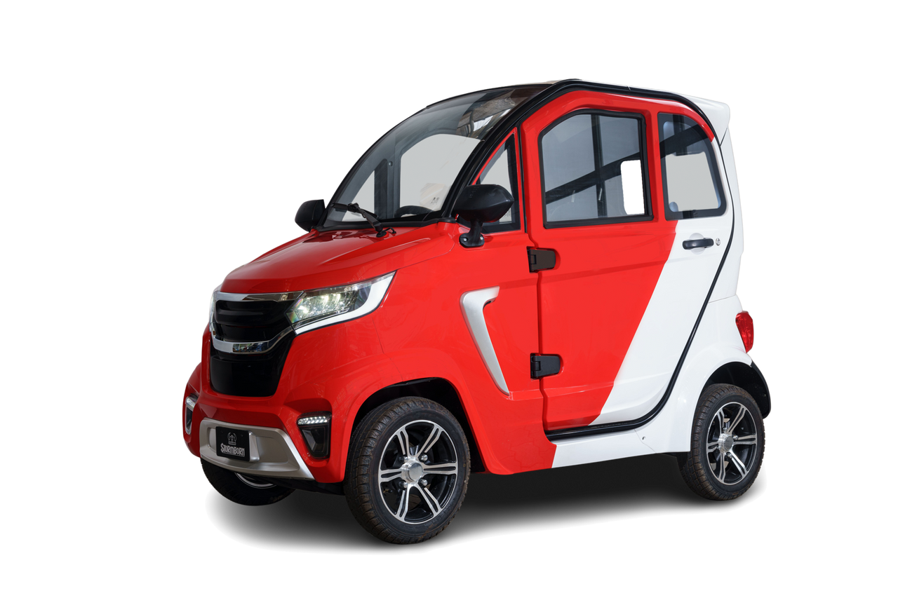 X8 – 2 kW, Blei-Gel-Akku, 45 oder 25 km/h rot-weiß - Elektrokabinenroller