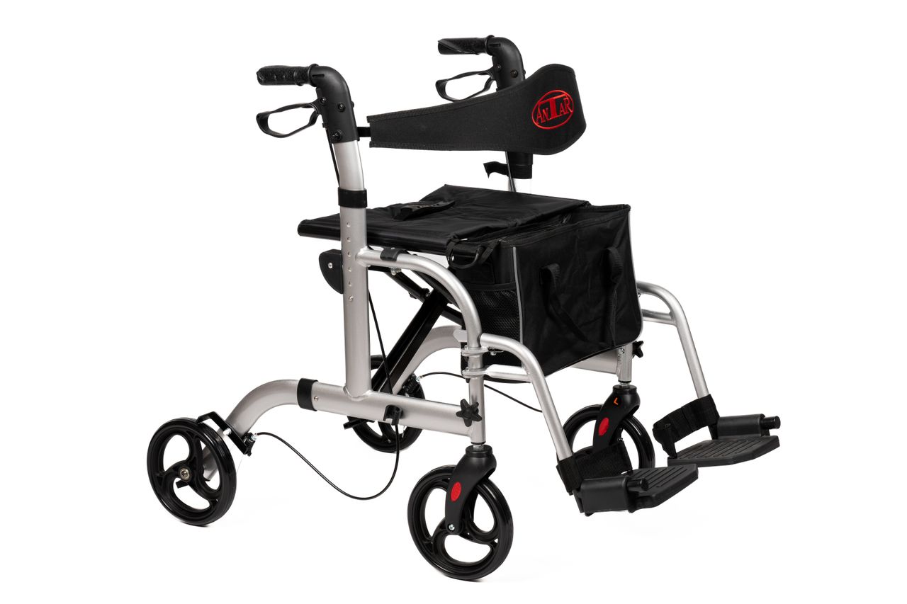 Alu Vierrad-Rollator mit einklappbaren Fußstützen AT51005