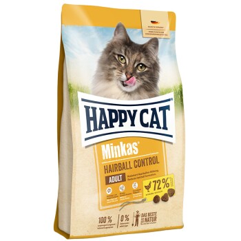 HAPPY CAT Minkas Trockenfutter Katze Adult, Hairball Control, Geflügel 10 kg