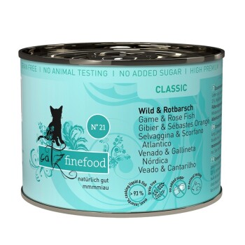 Catz finefood Nassfutter Katze Classic Adult No. 21 Wild und Rotbarsch 6x200 g