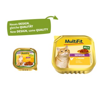 MultiFit Nassfutter Katze Senior, in Gelee, Huhn 16x100 g