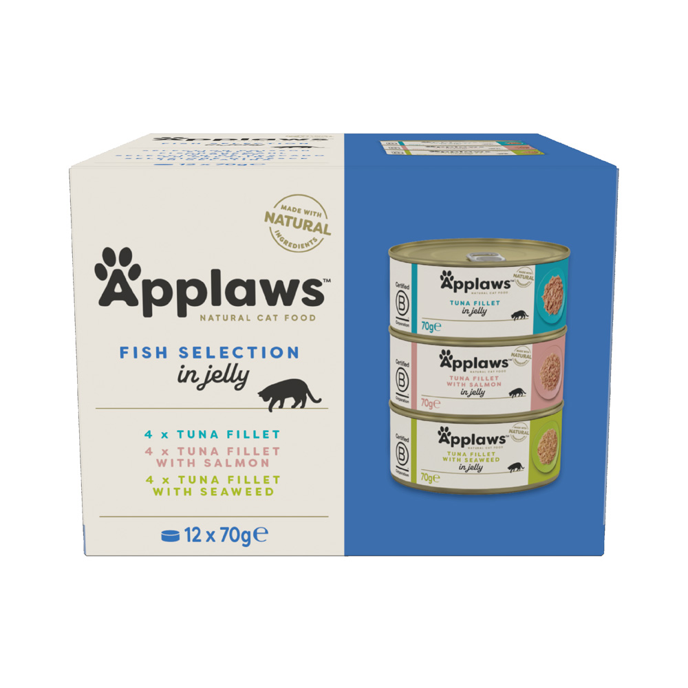 Applaws Nassfutter Katze Adult Fischauswahl Multipack in Gelee 12x70 g