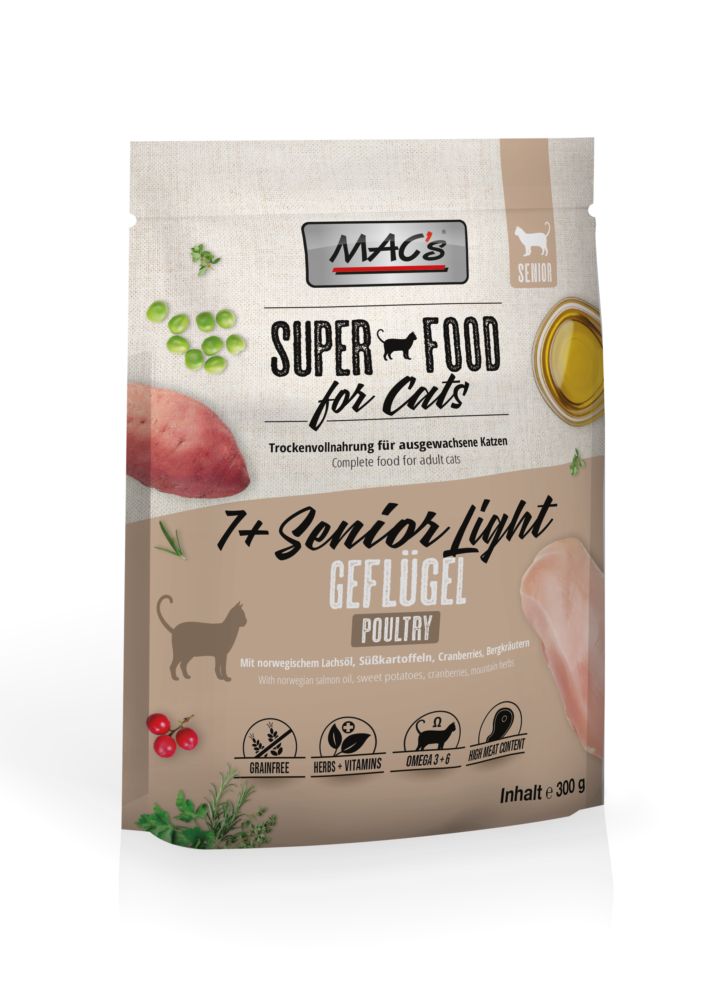 MAC's Cat +7 Senior Trockenfutter Light Geflügel 7 kg