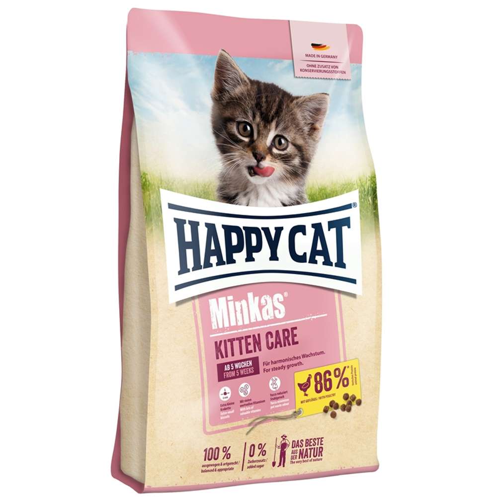 HAPPY CAT Minkas Trockenfutter Katze, Kitten, Care, Geflügel 10 kg