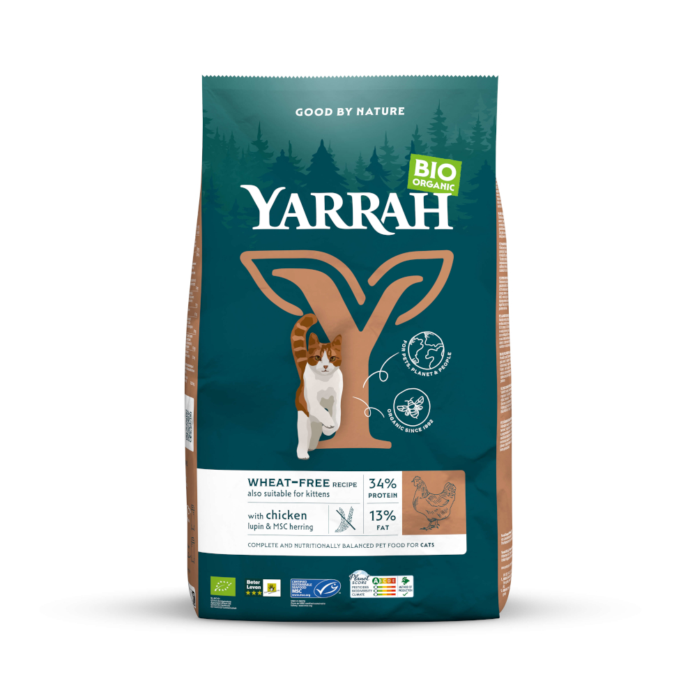 Yarrah Bio Trockenfutter für Katzen Adult/Kätzchen Huhn & Fisch (MSC) 2,4 kg