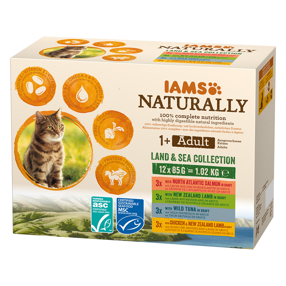 IAMS Naturally Adult 12x85g Land & Sea Collection