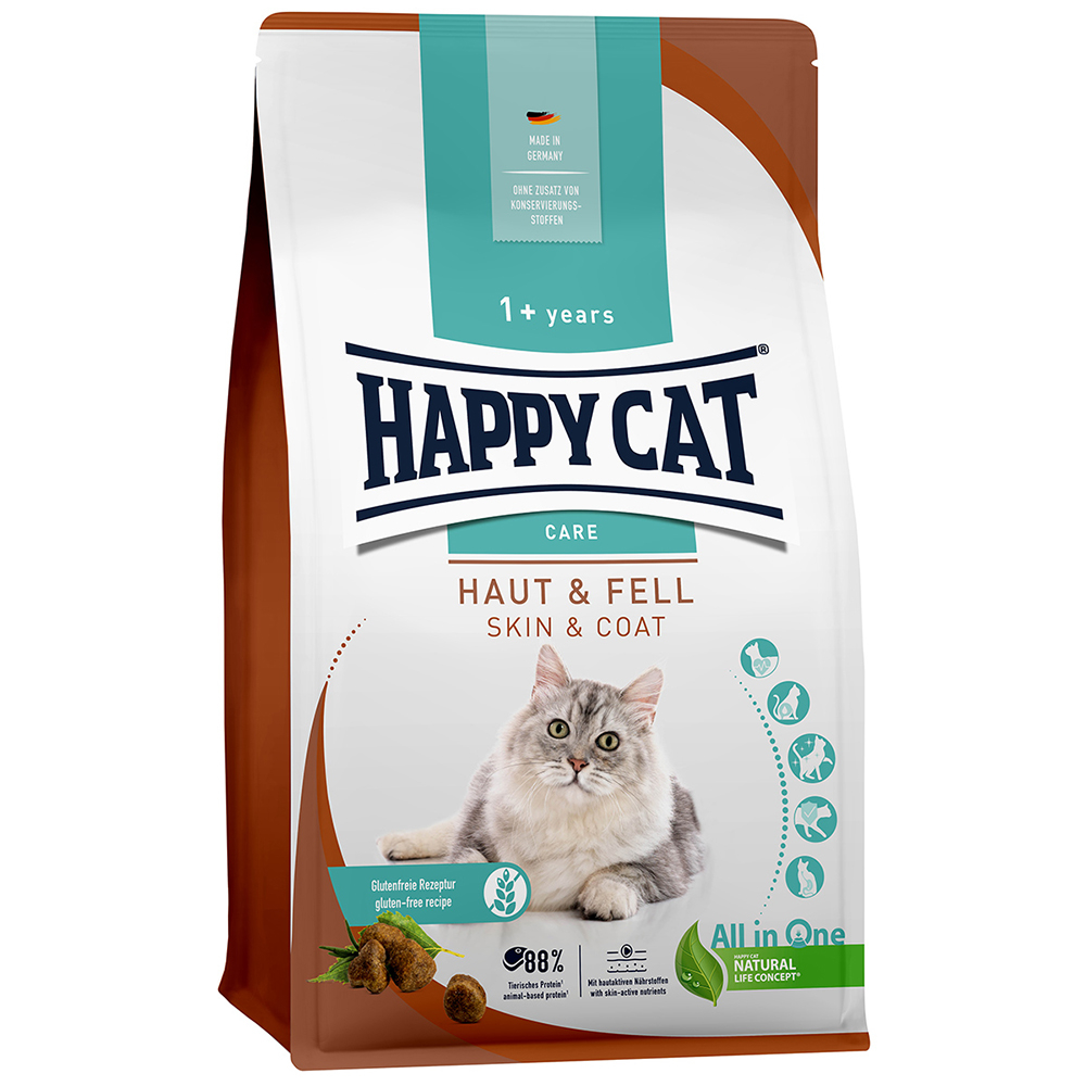 HAPPY CAT Care Trockenfutter Katze Adult, Haut & Fell 4 kg