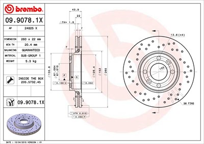 BREMBO Bremsscheibe 09.9078.1X Bremsscheiben,Scheibenbremsen RENAULT,NISSAN,DACIA,Clio III Schrägheck (BR0/1, CR0/1),MEGANE II Kombi (KM0/1_)