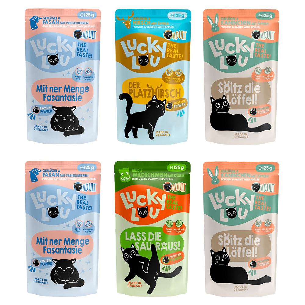 Lucky Lou Nassfutter Katze Adult Wild Mix-Box 6x125 g