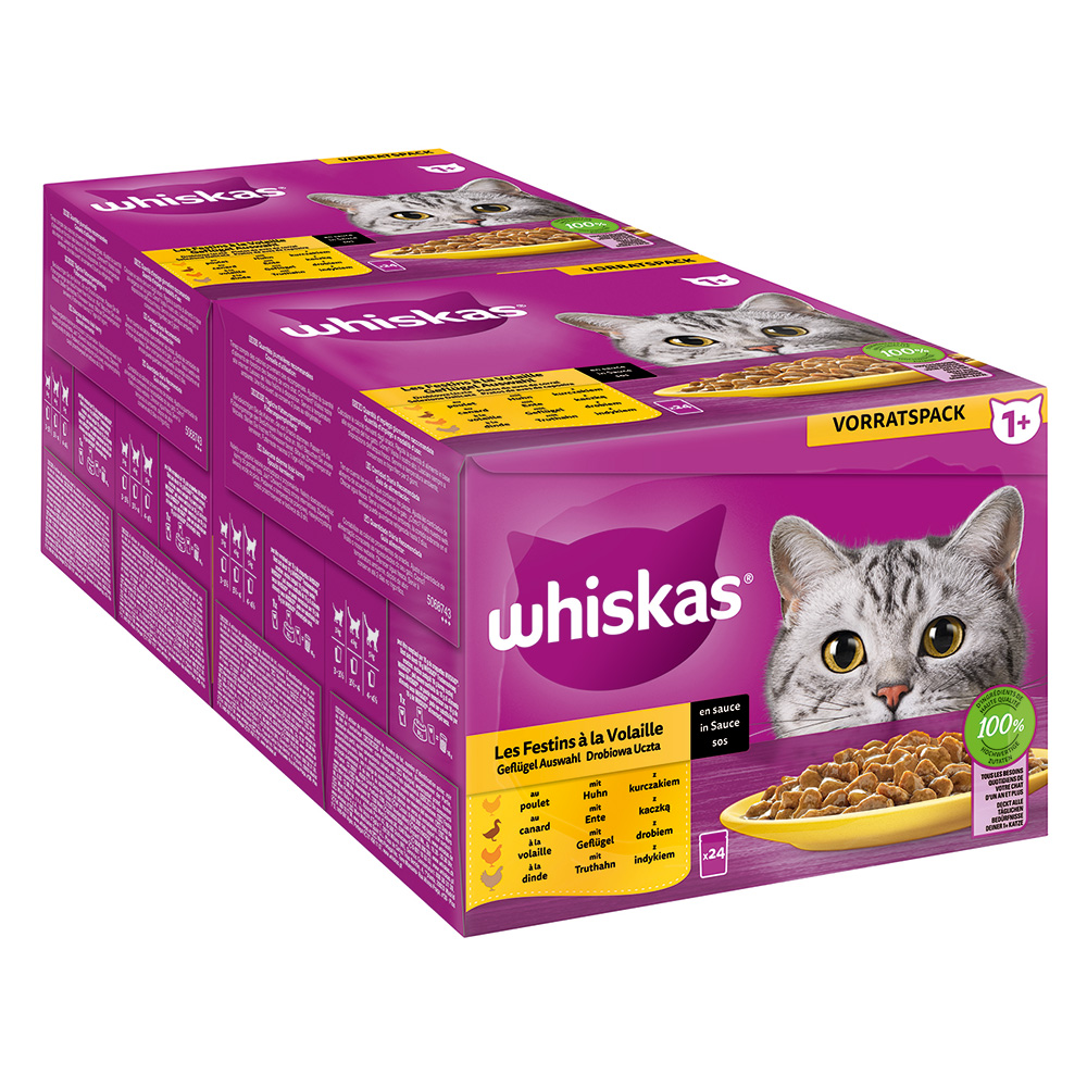 Whiskas Multipack 1+ Geflügel Auswahl in Sauce 24 x 85g