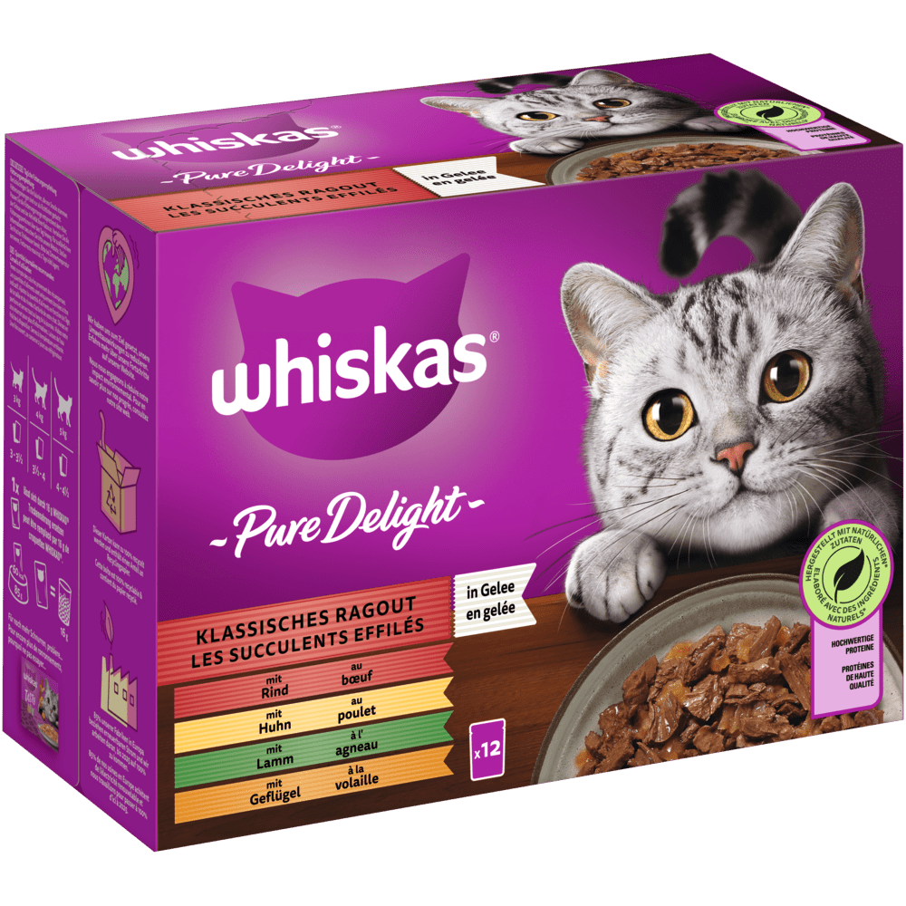 Whiskas Pure Delight Multipack Klassisches Ragout in Gelee 12 x 85g
