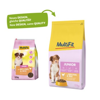 MultiFit Trockenfutter Hund Junior, mit Geflügel & Reis 12 kg