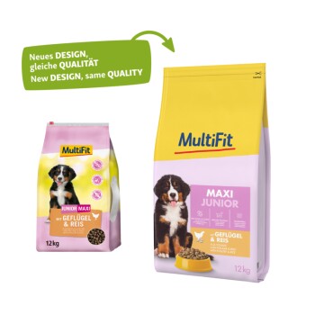 MultiFit Tockenfutter Hund Junior, Maxi, mit Geflügel & Reis 12 kg