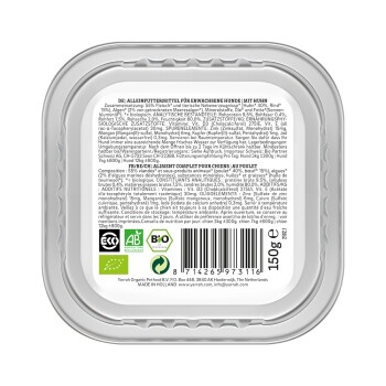Yarrah Bio Nassfutter Adult Pastete 12x150 g Huhn mit Meeresalgen
