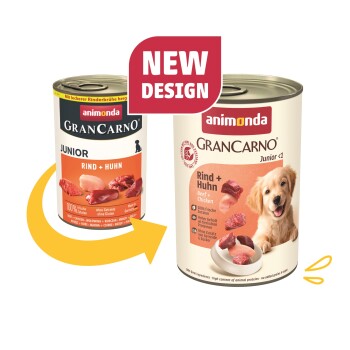 animonda GranCarno Original Nassfutter Hund Junior, Rind und Huhn 6x400 g
