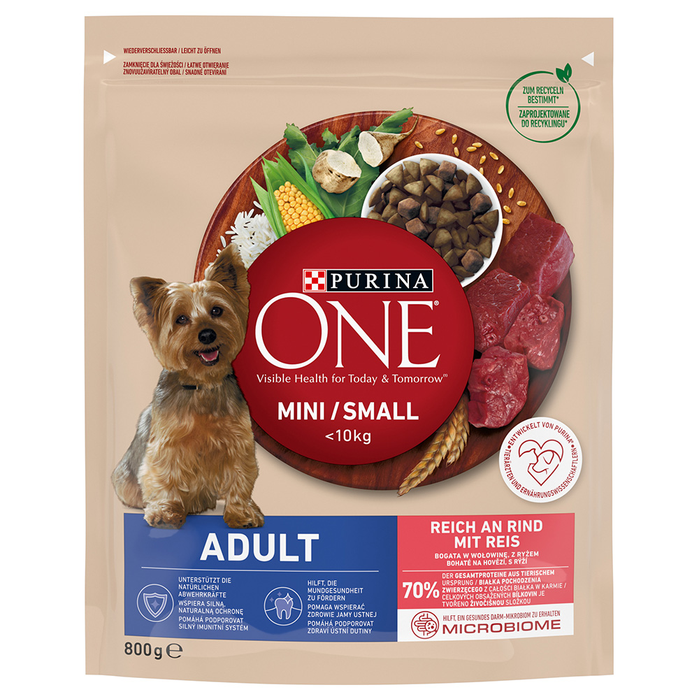 Purina ONE Mini Adult Reich an Rind 800 g
