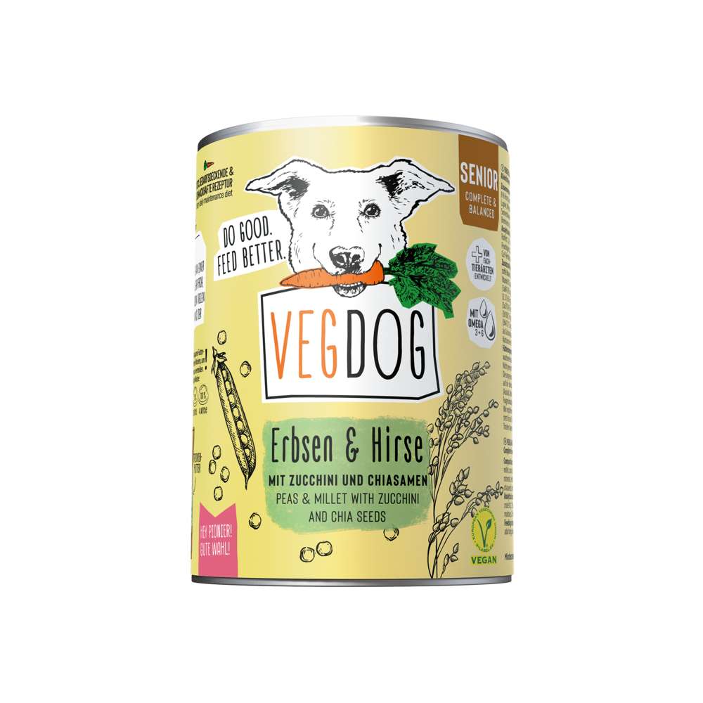 VEGDOG Nassfutter Senior Erbsen & Hirse Vorteilspack 6x400 g