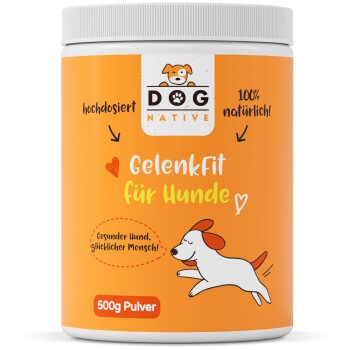 Dog-Native GelenkFit für Hunde, natürliches Gelenkpulver, Gelenk Fit Pulver mit Grünlippmuschel, MSM, Kollagen & Chondroitin für Gelenke & Knochen, 500g