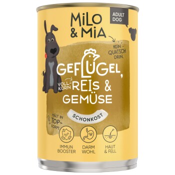Milo & Mia Geflügel, Reis & Gemüse 24x400 g