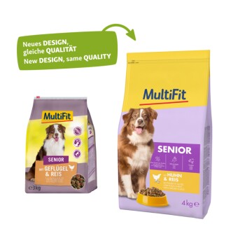 MultiFit Trockenfutter Hund Senior, mit Huhn & Reis 4 kg