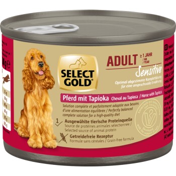SELECT GOLD Nassfutter Hund Sensitive Adult Pferd und Tapioka 12x200 g