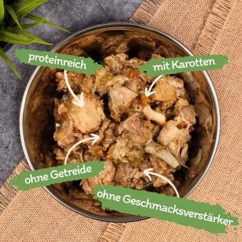 Lyra Pet Lecker.Pet Paula's 100 % Hähnchen und Karotte Hundefutter Nassfutter 18x400 g