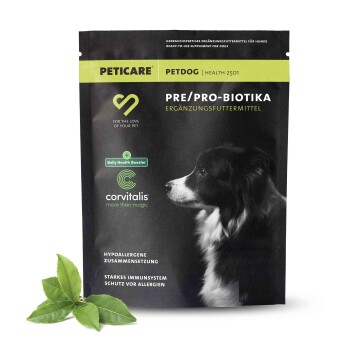 Peticare Probiotika & Präbiotika Pulver für Hunde, Darm-Sanierung, Darmflora 250 ml