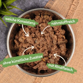 Lyra Pet Lecker.Pet Gino's Feine Paté Reich an Rind Hundefutter Nassfutter Vollnahrung 11x150 g