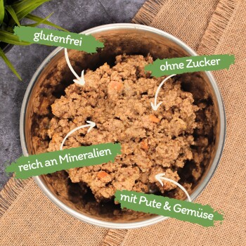 Lyra Pet Lecker.Pet Leo's Saftige Fleischmahlzeit mit Pute & Gemüse Katzenfutter Nassfutter 18x400 g