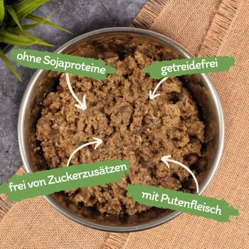 Lyra Pet Lecker.Pet Luna's Feine Paté Reich an Pute Hundefutter Nassfutter Vollnahrung 33x150 g