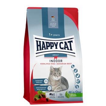 HAPPY CAT Indoor Trockenfutter Katze Adult, Voralpen-Rind 4 kg