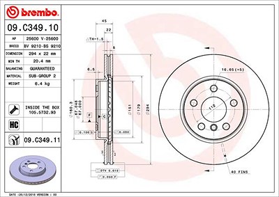 BREMBO Bremsscheibe 09.C349.11 Bremsscheiben,Scheibenbremsen BMW,MINI,X1 (F48),2 Active Tourer (F45),2 Gran Tourer (F46),2 Active Tourer Van (F45)