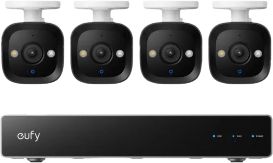 eufy PoE Sicherheitssystem + Netzwerkvideorecorder + E40 4er-Pack