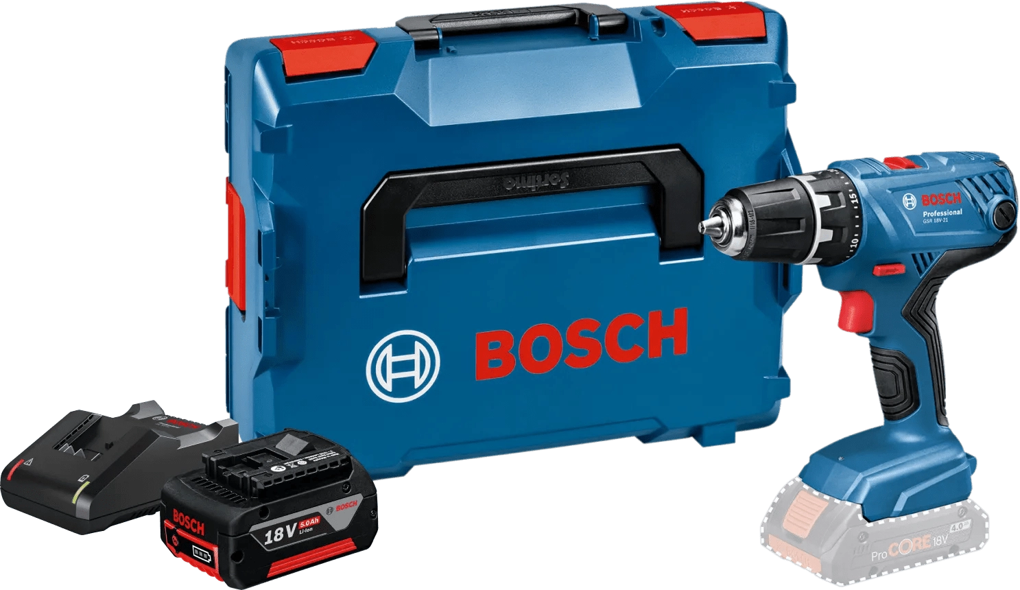 Bosch Professional GSR 18V-21 5,0 Ah GBA Akku Starterset