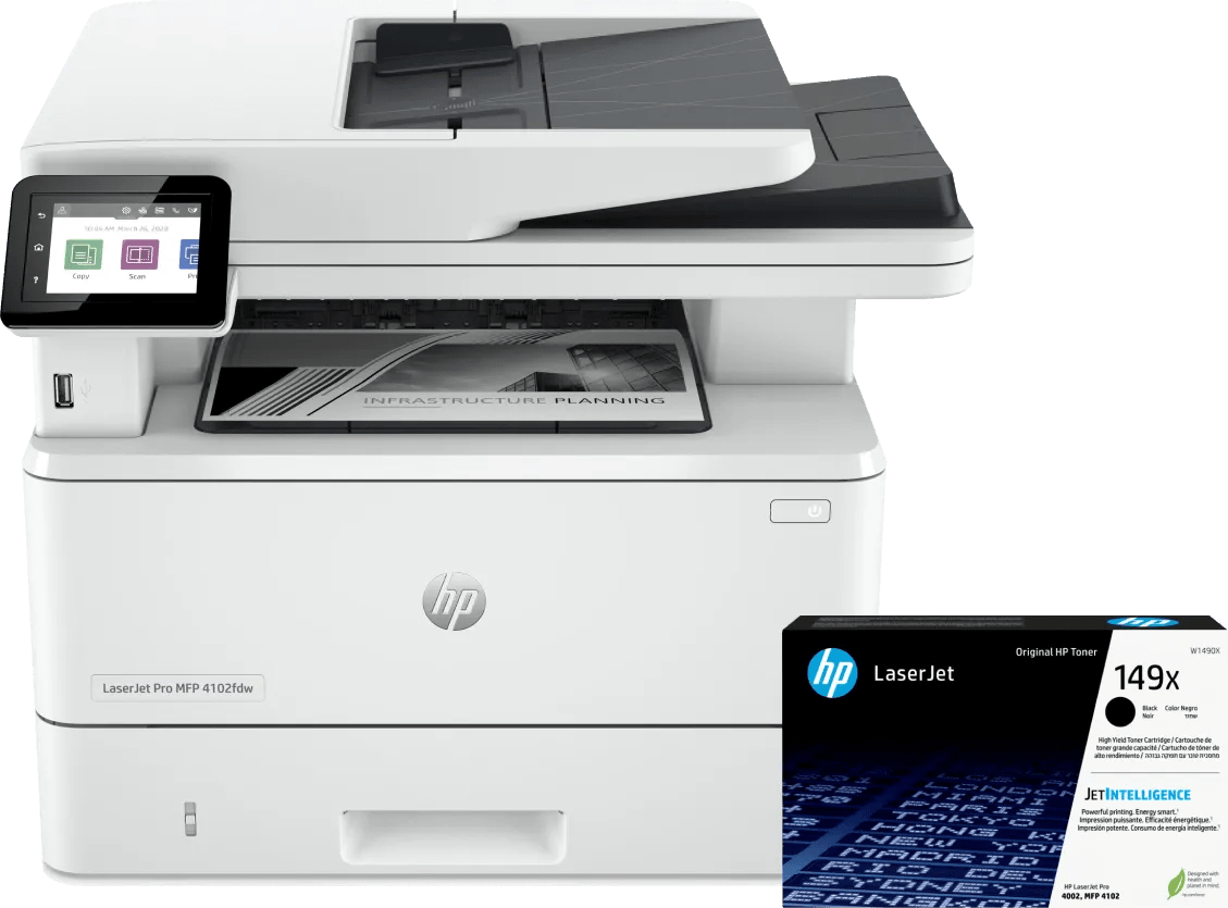 HP LaserJet Pro MFP 4102fdw + 1 zusätzlicher schwarzer XL-Toner