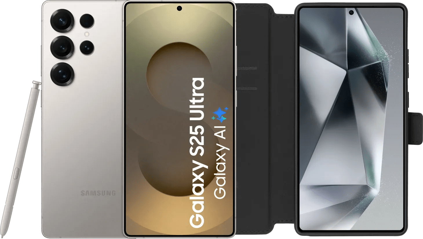 Samsung Galaxy S25 Ultra 512GB Grau 5G + BlueBuilt Book Case Schwarz