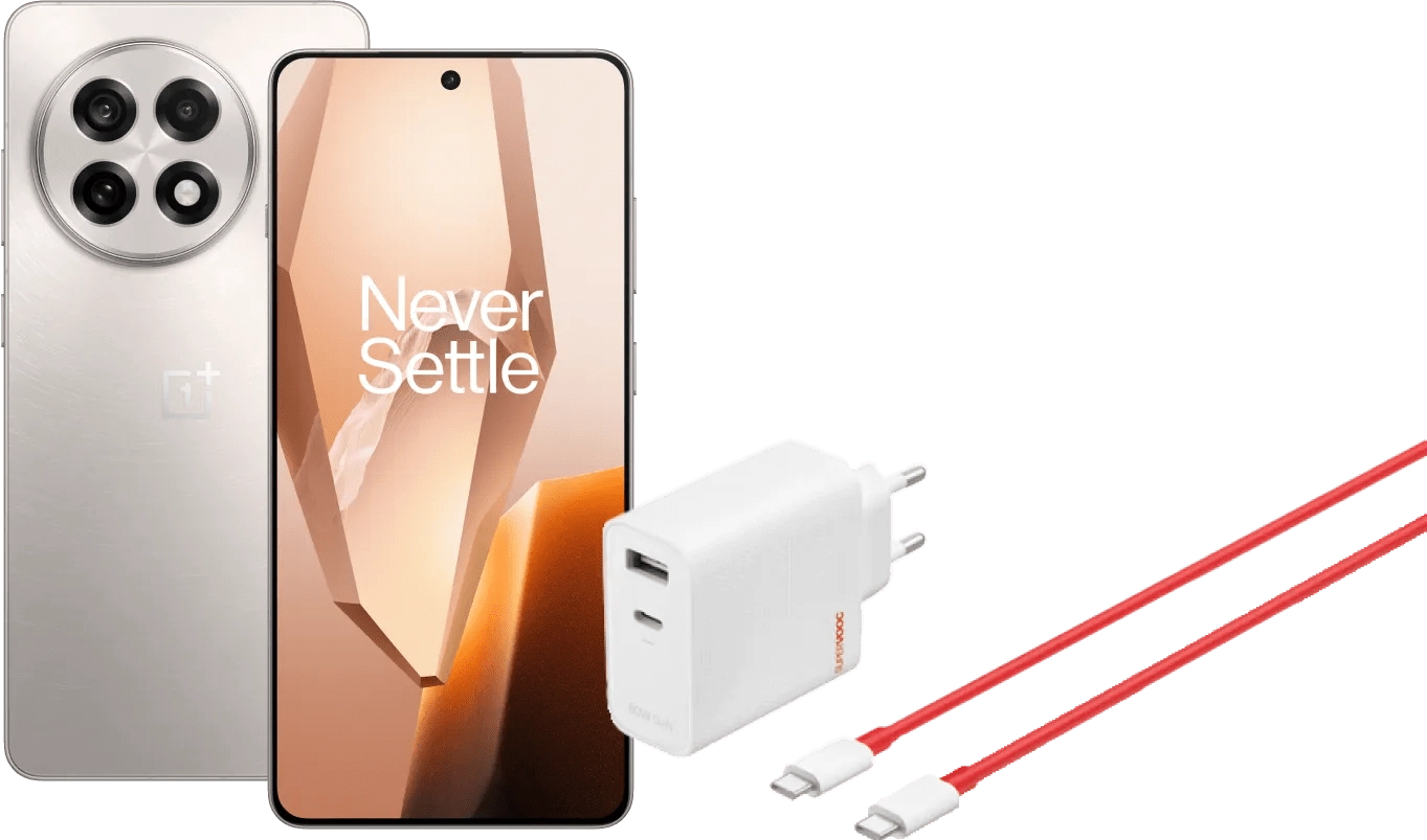 OnePlus 13R 256GB Weiß 5G + OnePlus SuperVOOC Ladegerät 120 W mit 2 Anschlüssen