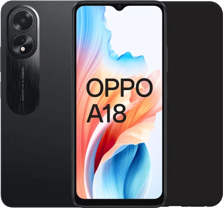 OPPO A18 128GB Schwarz 4G + Just in Case Backcover Schwarz