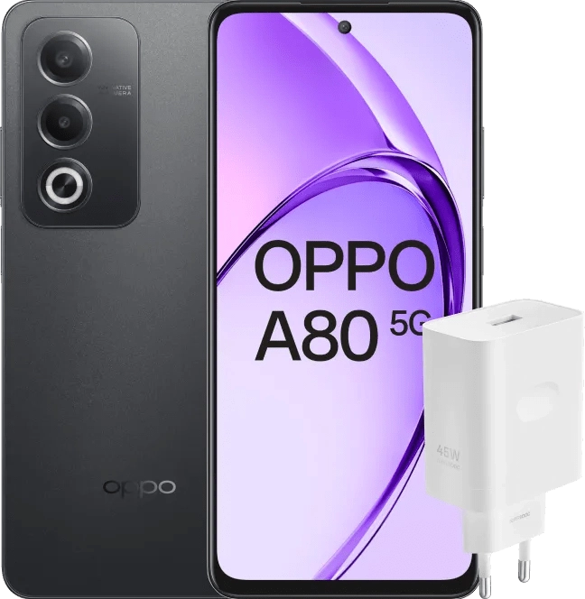 OPPO A80 Schwarz 128GB 5G + OPPO SuperVOOC Ladegerät 45 W