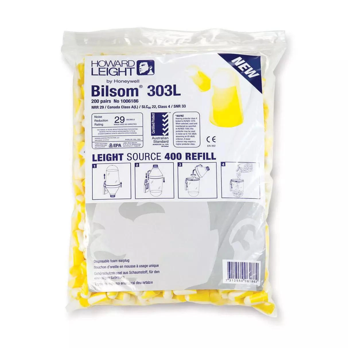 Nachfüllpackung Bilsom® 303 mit 200 Paar für Kunststoffspender HL400, lose  - L