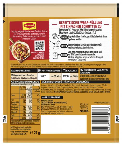 Maggi Fix Airfryer Fajita Mix Mexikanische Wrapfüllung 27G