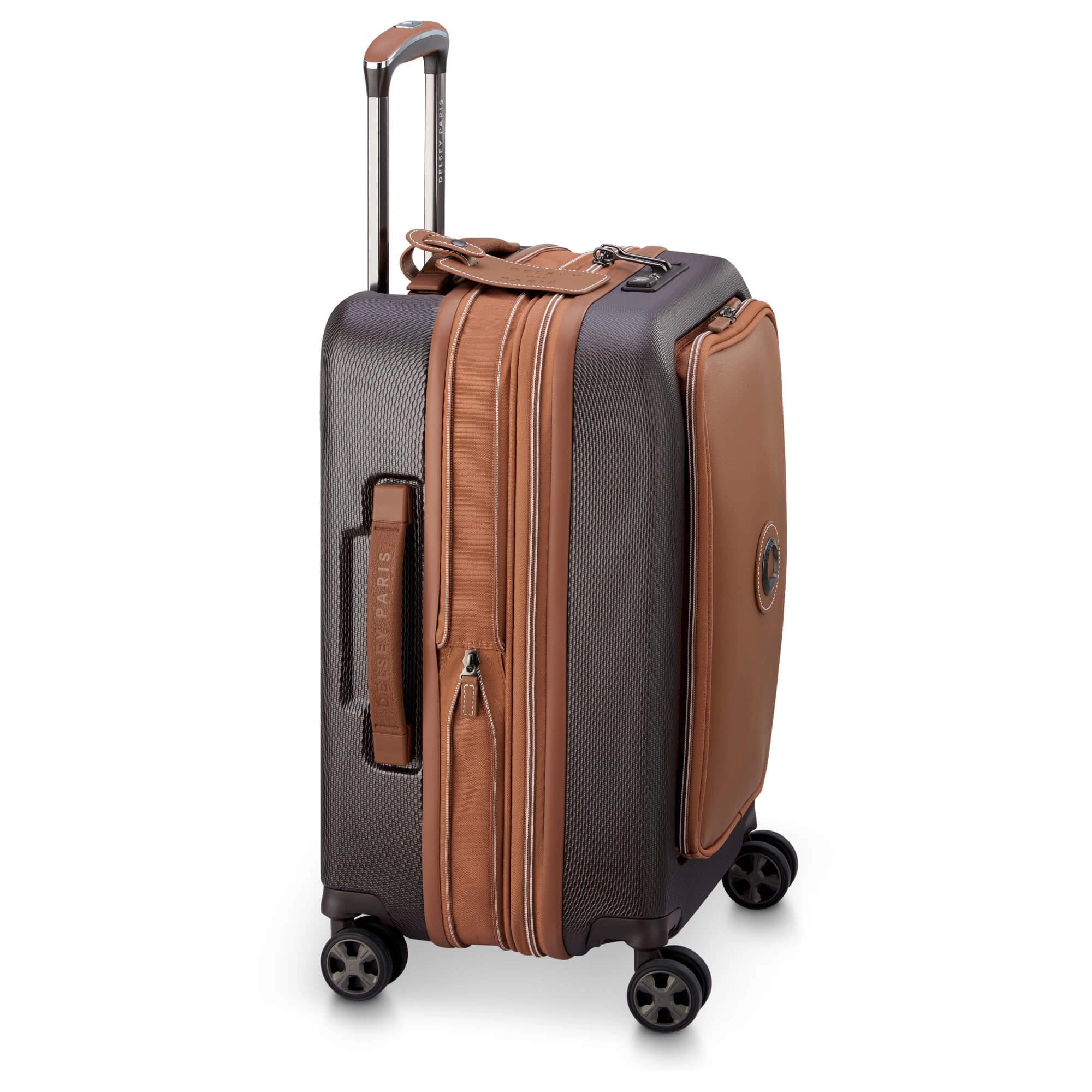 Delsey Paris Chatelet Air 2.0 - 4-Rollen-Kabinentrolley 55 cm erw. 14" USB (braun)