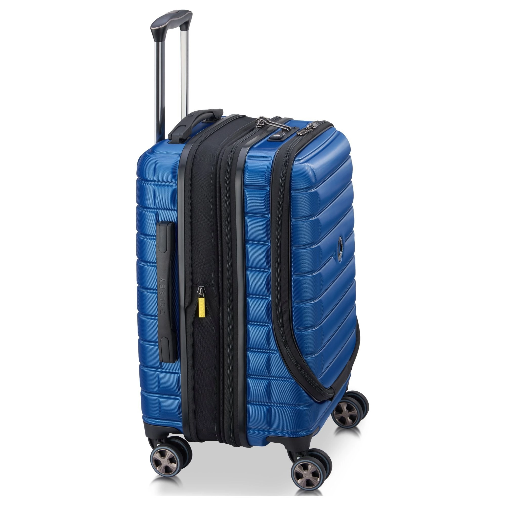Delsey Paris Shadow 5.0 - 4-Rollen-Kabinentrolley mit Vordertasche S 55 cm erw. USB (blau)