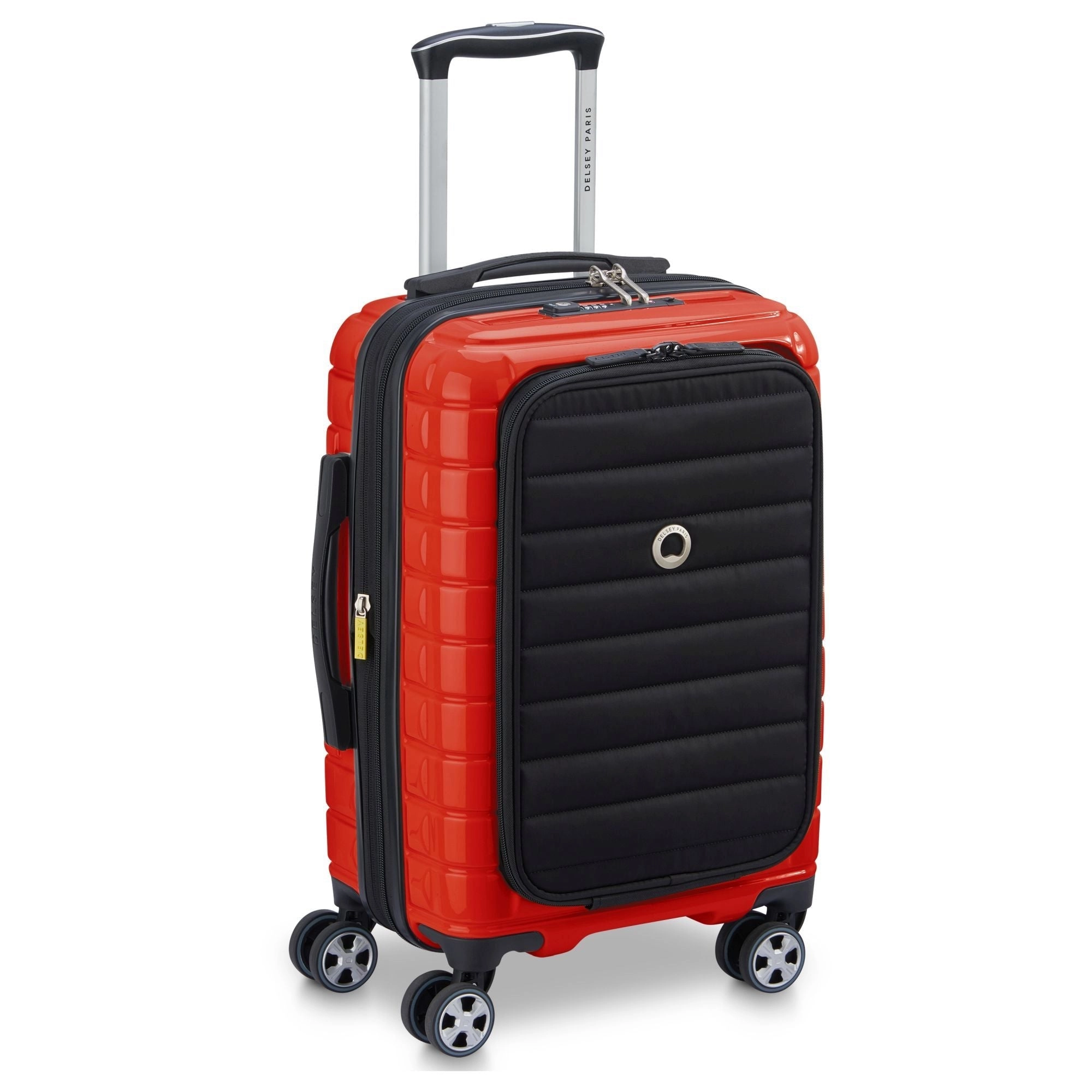 Delsey Paris Shadow 5.0 - 4-Rollen-Kabinentrolley mit Vordertasche S 55 cm erw. USB (intensives rot)