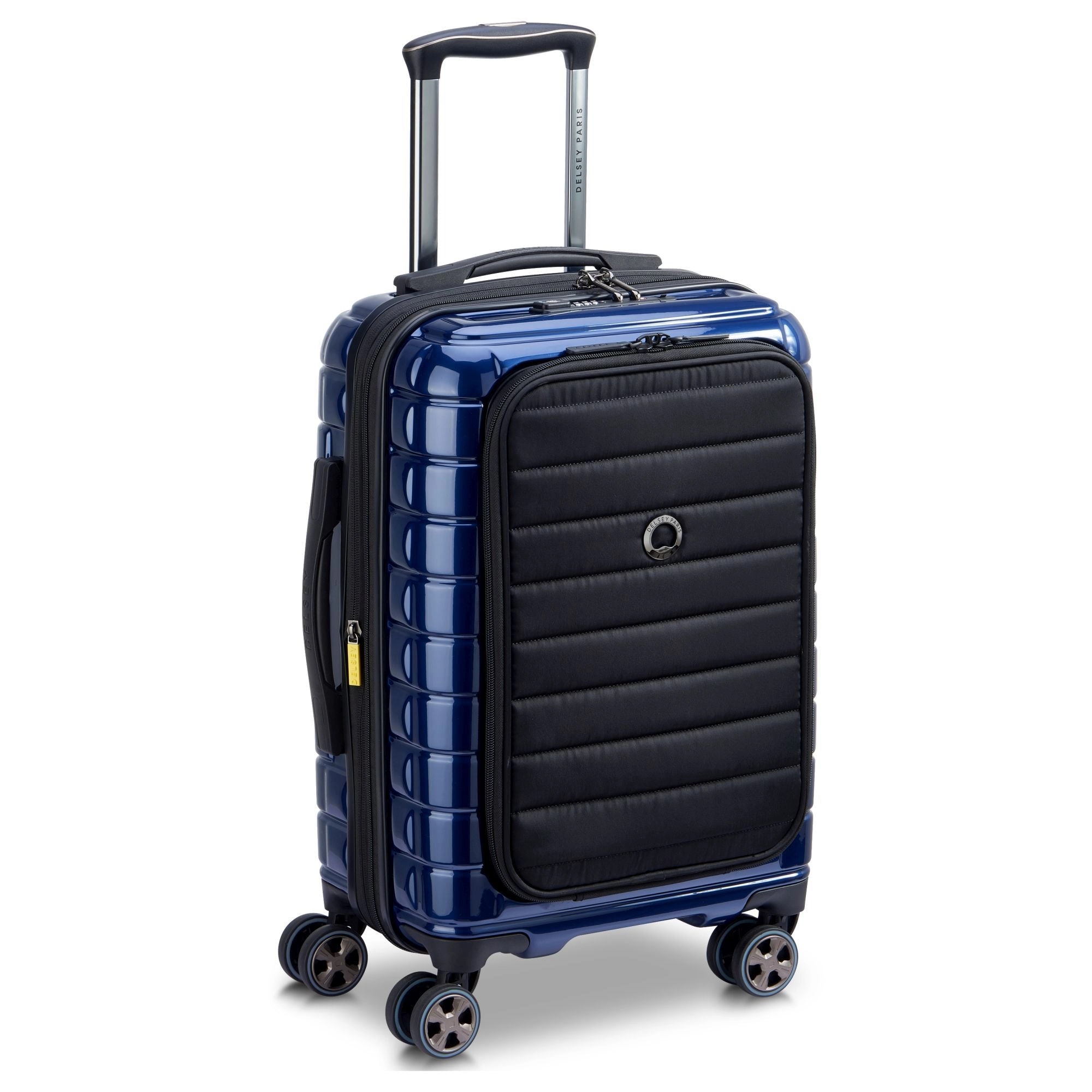 Delsey Paris Shadow 5.0 - 4-Rollen-Kabinentrolley mit Vordertasche S 55 cm erw. USB (marineblau)