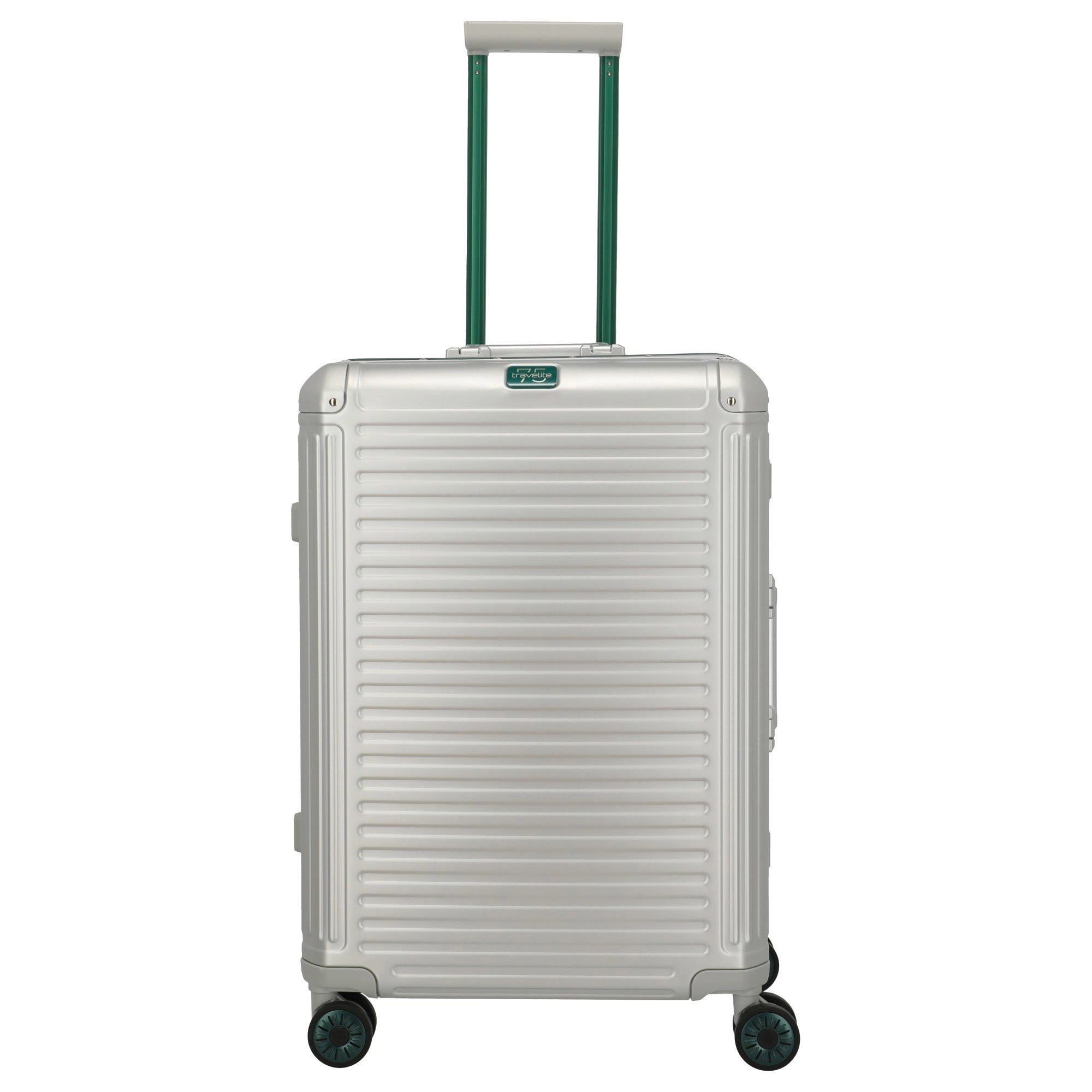 Travelite Next 75 Jahre Jubiläums-Edition - 4-Rollen-Trolley M 67 cm (silber-grün)